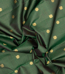 Dark Green Handloom Kanchipuram Silk Saree With Zari Checks & Buttas-KA15907