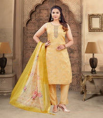 Pastel Yellow Embroidered Anarkali Set:RC5567