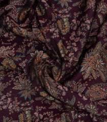 Maroon Printed Synthetic Dola Silk Saree With Viscose Border-SY0008