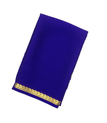 Violet Mysore Crepe Silk Saree With Mango Motif Border