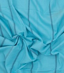 Turquoise Handloom Bengal Cotton Saree With Stripes-BG1837