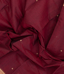 Maroon Handloom Kanchi Cotton Saree With Zari Buttas-KC1858
