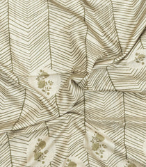 Off White Printed Synthetic Tussar Silk Saree With Floral Motifs-SY0080