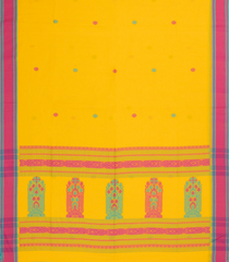 Yellow Handloom Bengal Cotton Saree With Floral Buttas-BG1565