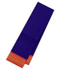 Purple Handloom Korvai Kanchipuram Silk Saree With Orange Border-KA14007