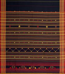 Black Handloom Chanderi Cotton Saree With Bhujodi Pallu-CC1362
