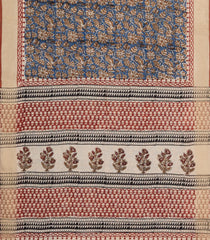 Grey Printed Jaipur Cotton Saree With Floral Motifs-JC1452