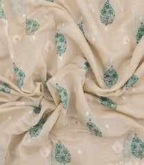 Cream Handloom Chanderi Cotton Saree With Printed Floral Motifs-CC1788