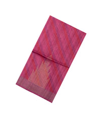 Magenta Printed Tussar Silk Saree With Stripes & Printed Pallu-TU3650