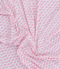 Baby Pink Printed Jaipur Cotton Saree With Floral Motifs-JC1667