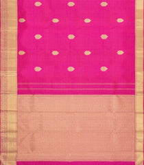 Hot Pink Handloom Kanchipuram Silk Saree With Zari Stripes & Buttas-KA16804
