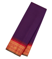 Purple Handloom Gadwal Cotton Saree With Checks & Contrast Border-GA0348