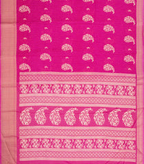 Hot Pink Printed Synthetic Dola Silk Saree With Motifs & Zari Stripes-SY0427