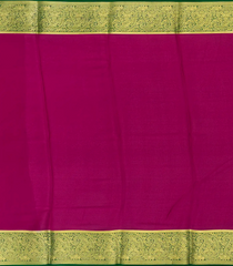 Pink Mysore Silk Saree With Floral Butta & Green Pallu-Pink