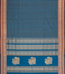 Blue Handloom Silk Cotton Saree With Checks-SC4372