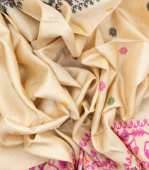 Cream Handloom Tussar Silk Saree With Meena Butta Motifs-TU2655