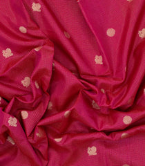 Red Handloom 9 Yards Silk Cotton Saree With Zari Checks & Buttas-SC3984