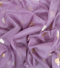 Lavender Handloom Banarasi Organza Silk Saree With Meena Floral Motifs-BE1390