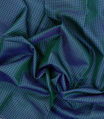 Cyan Handloom Kanchipuram Silk Saree With Zari Checks-KA15183