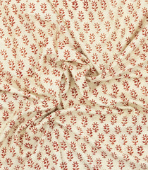 Off White Printed Jaipur Cotton Saree With Printed Floral Motifs-JC1769