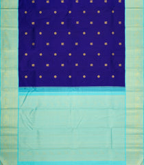 Dark Blue Handloom Korvai Kanchipuram Silk Saree With Buttas-KA16425
