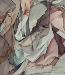 Taupe Woven Synthetic Georgette Saree With Printed Abstract Motifs-BL4213