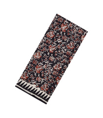 Black Woven Jaipur Cotton Saree With Printed Floral Vine Motifs-JC1428