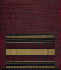 Dark Maroon Handloom Kanchipuram Silk Saree With Meena Stripes-KA15487