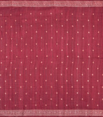Maroon Printed Tussar Silk Saree With Floral Motifs-TU3624