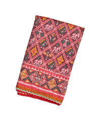 Brown Handloom Blended  Silk Saree With Ikat Motifs & Hand Embroidered Selvage-EN1712