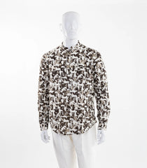 Brown short kurta with abstract print-EW1099