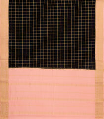 Black Woven Mysore Silk Saree With Zari Checks & Contrast Border-MS3377