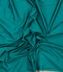 Cyan Woven Blended Satin Saree With Floral Zari Border-BL6012