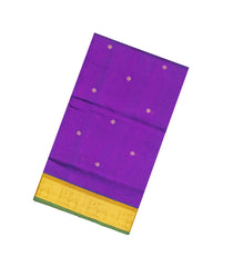 Purple Handloom Korvai Silk Cotton Saree With Buttas & Contrast Border-SC3707