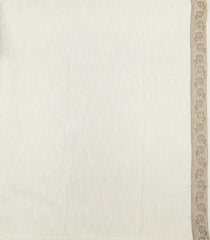 Off White Woven Art Linen Saree With Leafy Motifs-BL5644