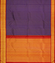 Purple Handloom Korvai Kanchipuram Silk Saree With Zari Checks-KA15322