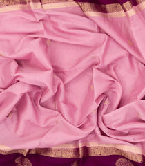 Baby Pink Woven Art Crepe   Saree With Buttas & Contrast Border-BL5116