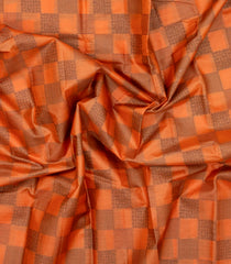 Orange Woven Tussar Silk Saree With Floral Motifs-TU3409