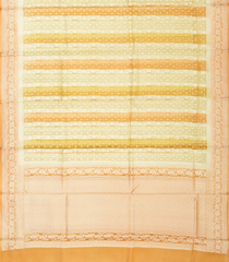 Peach Handloom Banarasi Organza Silk Saree With Floral Motifs-BE1401
