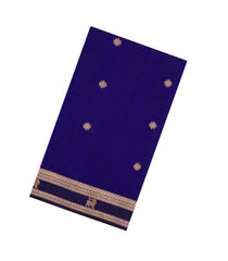 Blue Handloom Kanchi Cotton Saree With Silk Border-KC1826