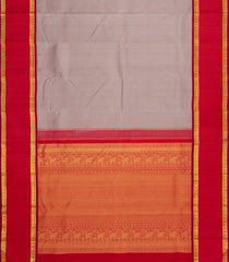 Grey Handloom Korvai Kanchipuram Silk Saree With Zari Checks-KA16576