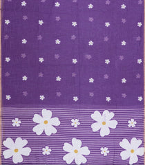Lavender Printed Art Linen Saree Flower Motifs With Jhalar-BL6044