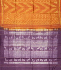 Orange Handloom Tussar Silk Saree With Printed Tie & Dye Motifs & Contrast Pallu-TU2811