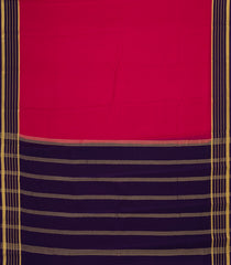 Hot Pink Woven Mysore Crepe Silk Saree With Navy Blue Border-MS3175