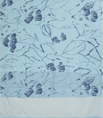 Grey Printed Blended Chanderi Saree With Floral Motifs-BL5872