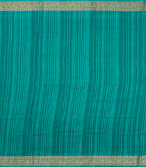 Turquoise Printed Synthetics Dola Zari Lining With Jacquard Zari Border-BL5182