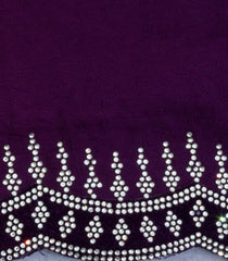 Dark Purple Synthetics Moss Crush Saree With Velvet Border -BL5461