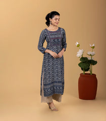 Indigo Blue Printed Kurta-KR0861