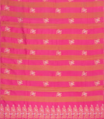 Dark & Dusty Peach Woven Blended Viscose Saree With Stripes & Bird Buttas-BL4985