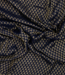 Navy Blue Woven Mysore Silk Saree With Floral Motifs-MS3307
